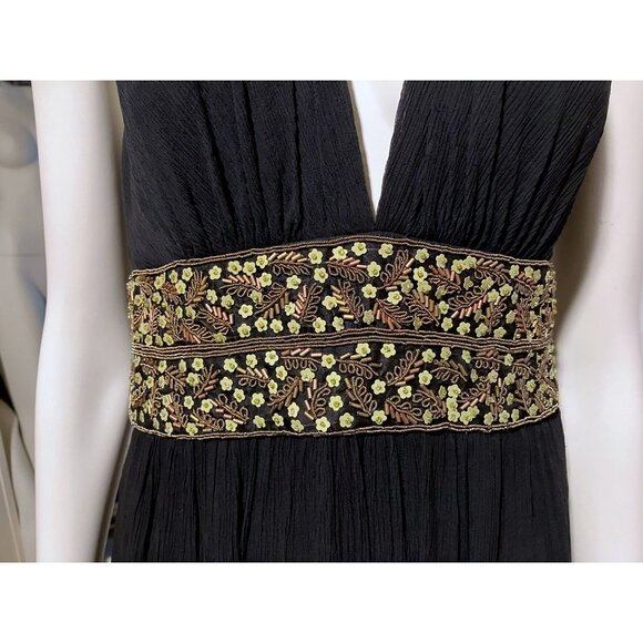 Stunning Kay Unger Silk Maxi Dress 10 Halter Plunge Backless Formal 100% Silk - Picture 2 of 9